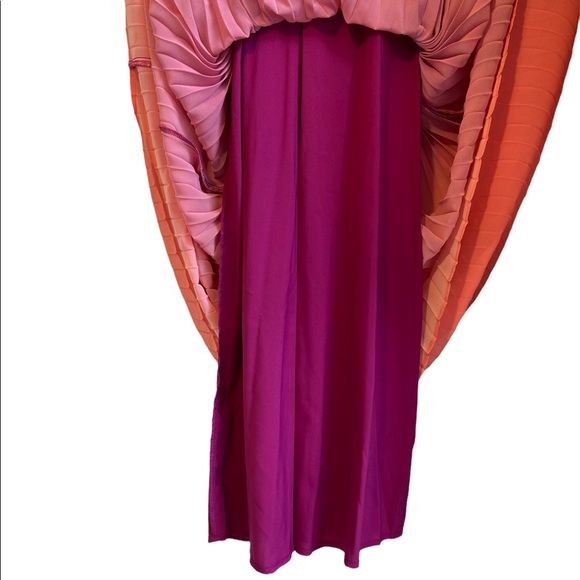 BAR III PINK/PURPLE OMBRÉ SLEEVELESS FLOWY MAXI DRESS, RIPPLED DETAILING SIZE XS - Picture 3 of 13